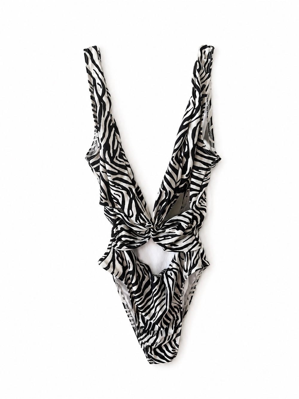 In The Style Yasmin Devonport Collab Zebra Print Twist-Front One-Piece Swimsuit